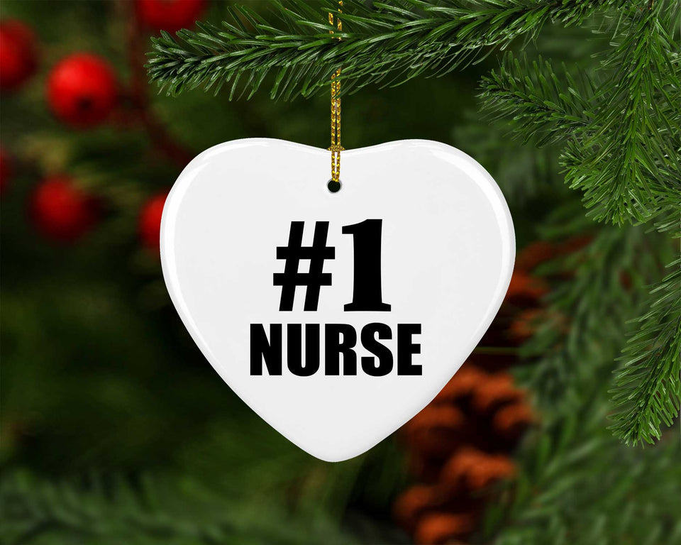 Number One #1 Nurse - Heart Ornament
