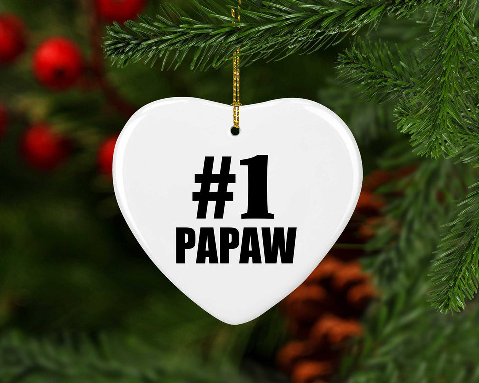 Number One #1 Papaw - Heart Ornament