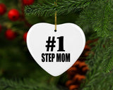 Number One #1 Step Mom - Heart Ornament
