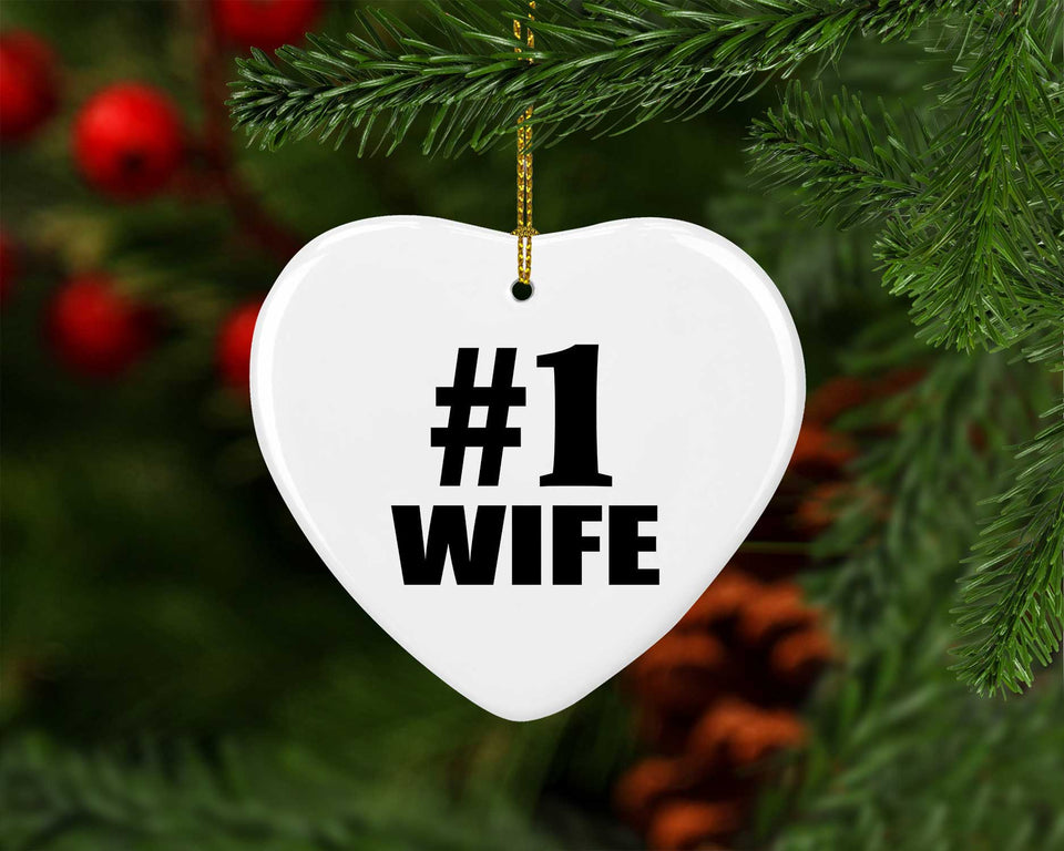 Number One #1 Wife - Heart Ornament