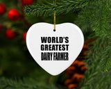 World's Greatest Dairy Farmer - Heart Ornament