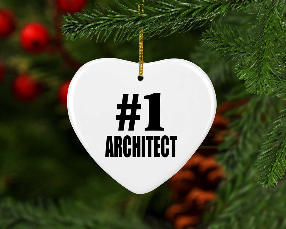 Number One #1 Architect - Heart Ornament