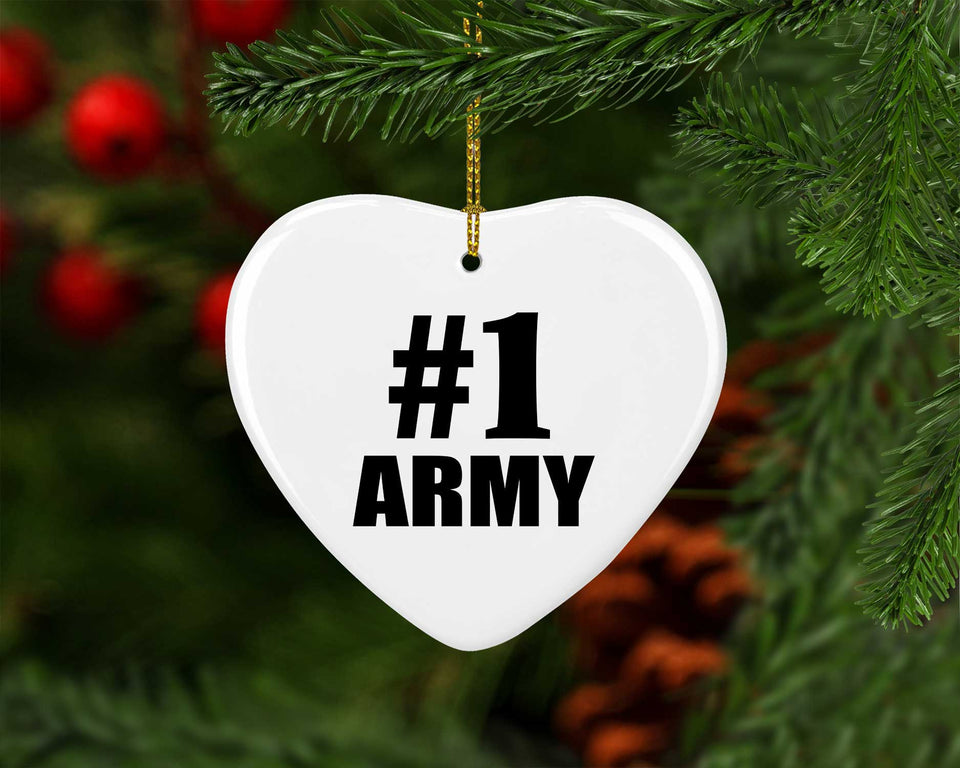 Number One #1 Army - Heart Ornament