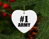 Number One #1 Army - Heart Ornament
