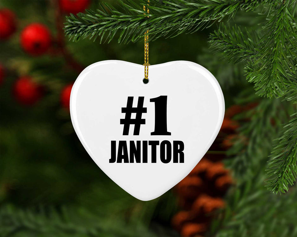 Number One #1 Janitor - Heart Ornament