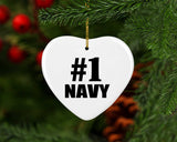 Number One #1 Navy - Heart Ornament