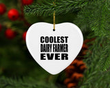 Coolest Dairy Farmer Ever - Heart Ornament