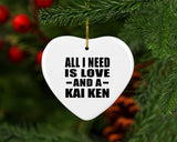 All I Need Is Love And A Kai Ken - Heart Ornament