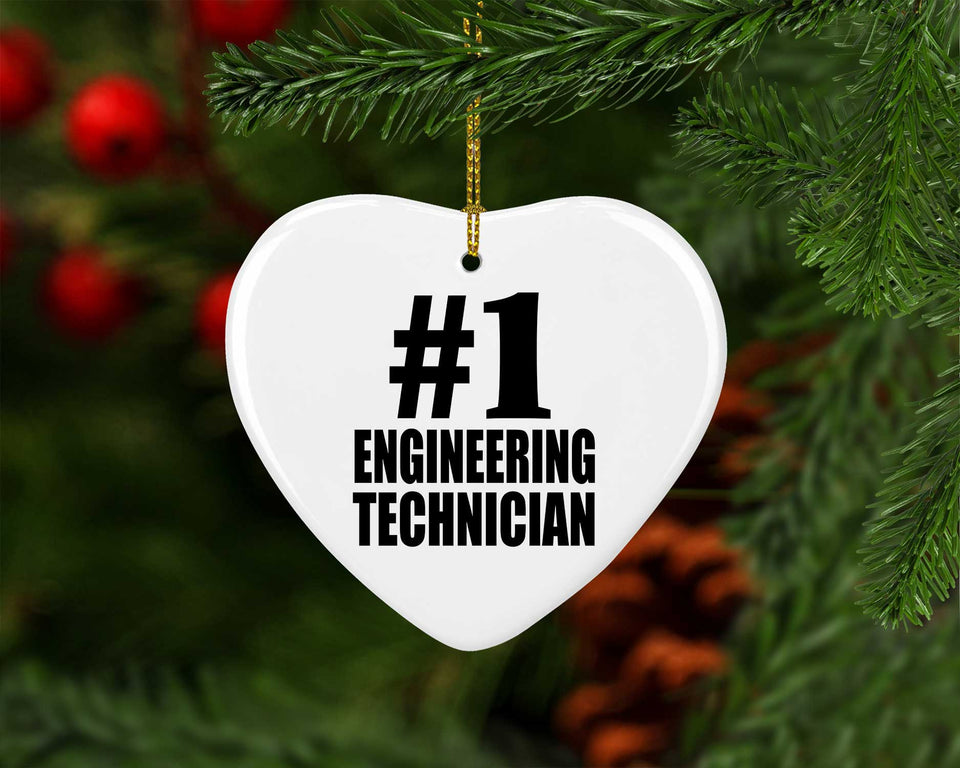 Number One #1 Engineering Technician - Heart Ornament