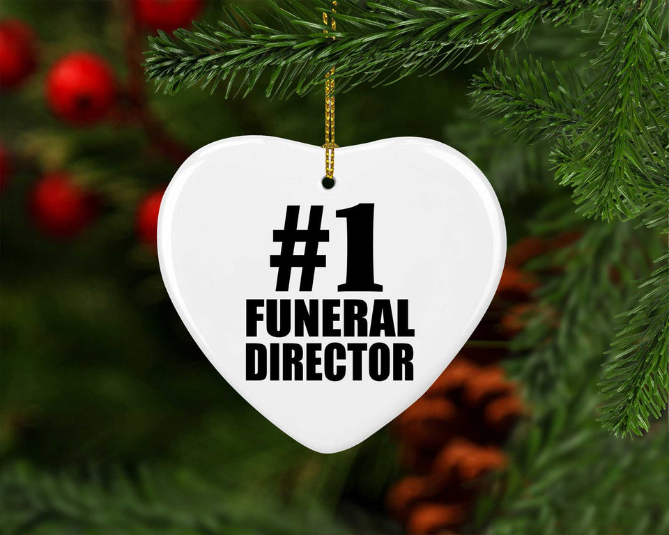 Number One #1 Funeral Director - Heart Ornament
