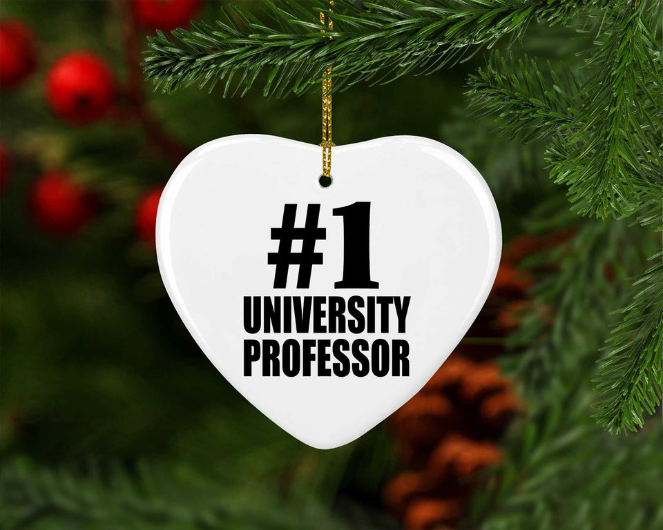 Number One #1 University Professor - Heart Ornament