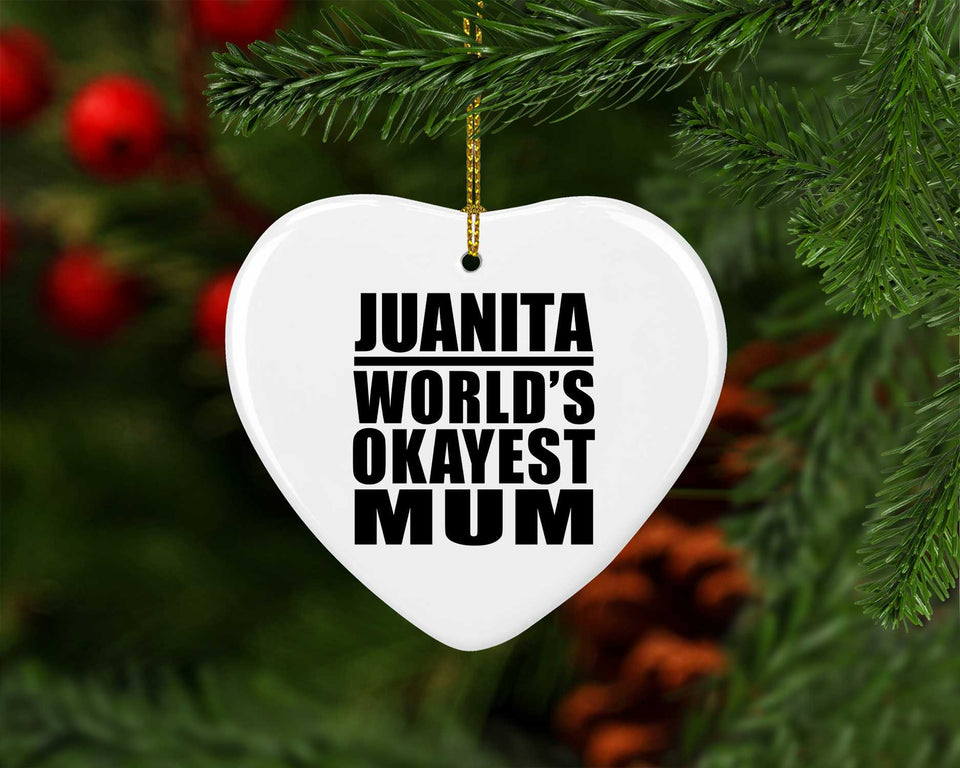 Juanita World's Okayest Mum - Heart Ornament