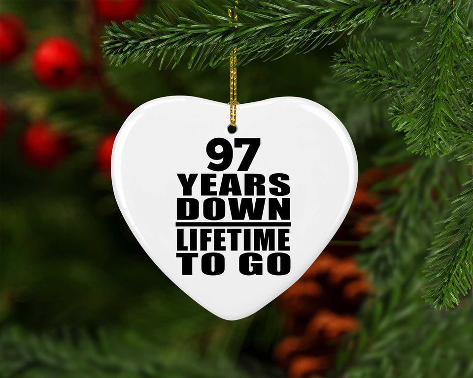 97th Anniversary 97 Years Down Lifetime To Go - Heart Ornament