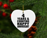 Happy 4th Anniversary 4 Years & Counting - Heart Ornament