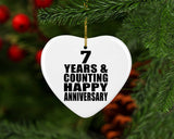 Happy 7th Anniversary 7 Years & Counting - Heart Ornament