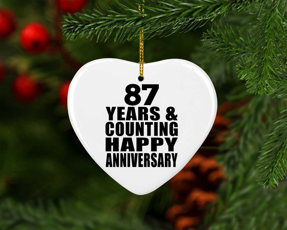 Happy 87th Anniversary 87 Years & Counting - Heart Ornament