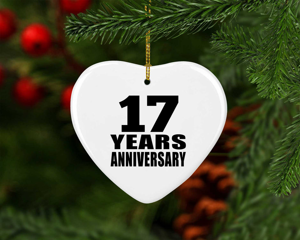 17th Anniversary 17 Years - Heart Ornament