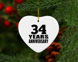34th Anniversary 34 Years - Heart Ornament