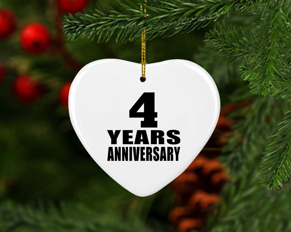 4th Anniversary 4 Years - Heart Ornament