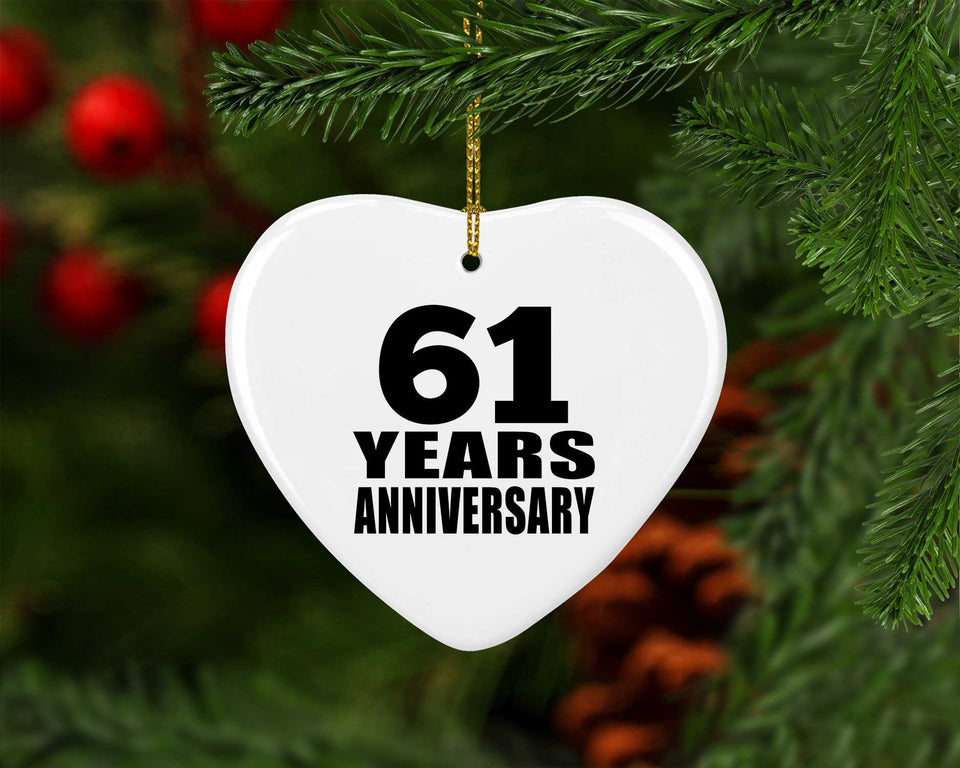 61st Anniversary 61 Years - Heart Ornament