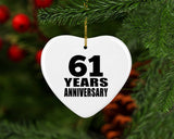 61st Anniversary 61 Years - Heart Ornament