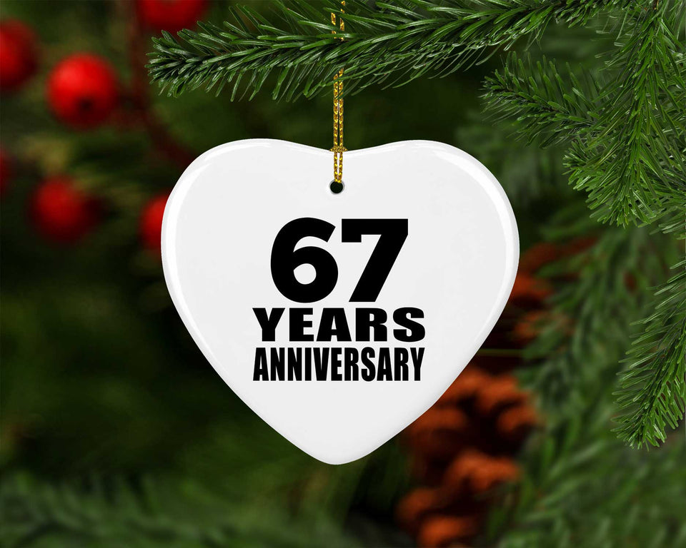 67th Anniversary 67 Years - Heart Ornament