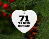 71st Anniversary 71 Years - Heart Ornament