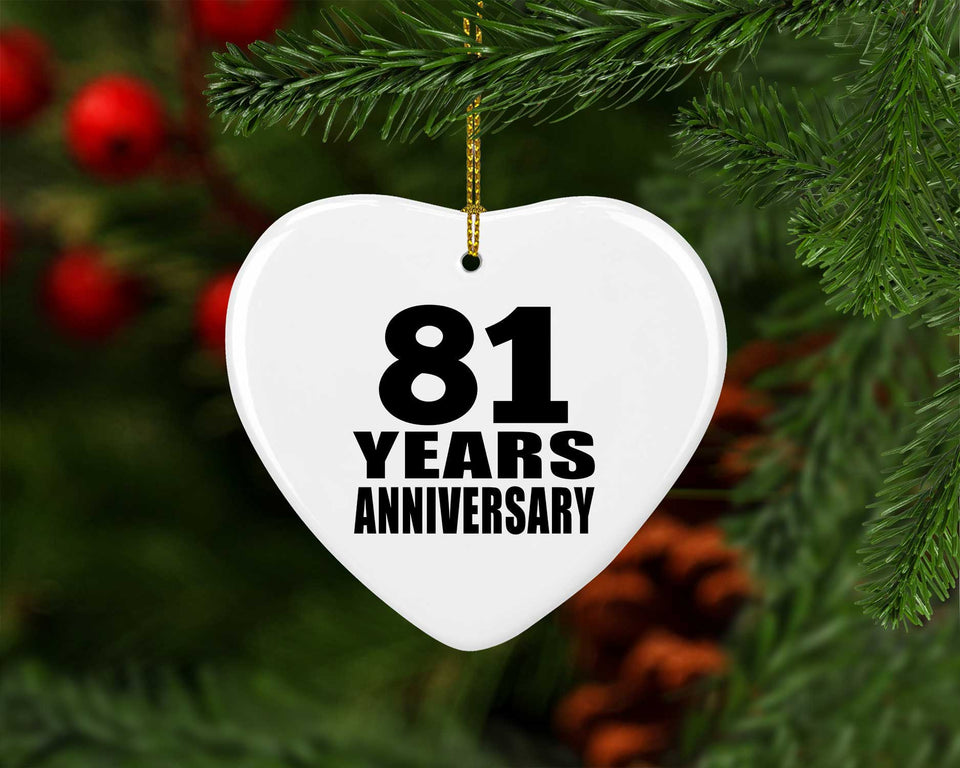 81st Anniversary 81 Years - Heart Ornament