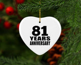 81st Anniversary 81 Years - Heart Ornament