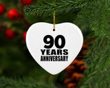 90th Anniversary 90 Years - Heart Ornament