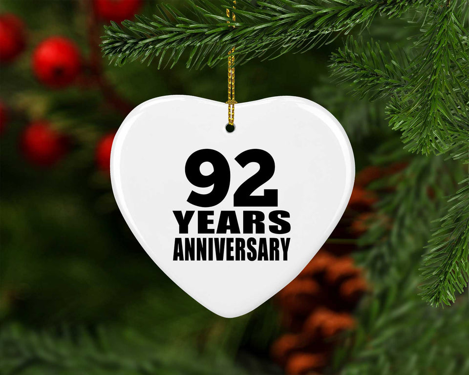 92nd Anniversary 92 Years - Heart Ornament