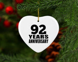 92nd Anniversary 92 Years - Heart Ornament