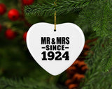 100th Anniversary Mr & Mrs Since 1924 - Heart Ornament