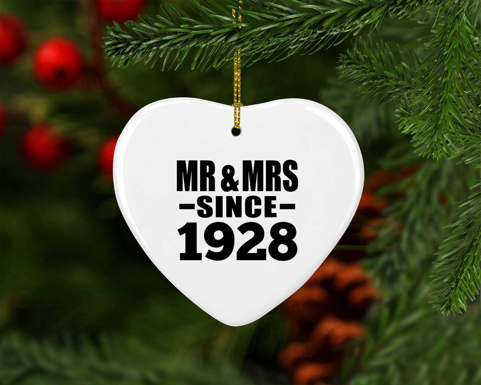 96th Anniversary Mr & Mrs Since 1928 - Heart Ornament