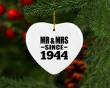 80th Anniversary Mr & Mrs Since 1944 - Heart Ornament