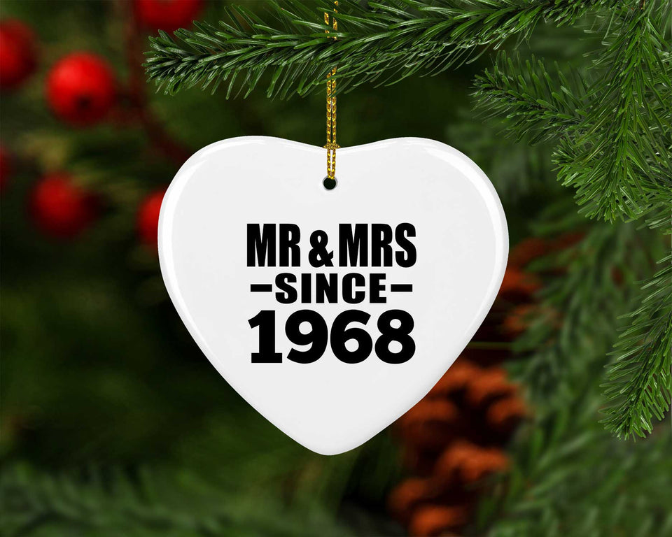 56th Anniversary Mr & Mrs Since 1968 - Heart Ornament