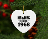 56th Anniversary Mr & Mrs Since 1968 - Heart Ornament