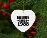 36th Birthday Fabulous Since 1988 - Heart Ornament