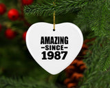 37th Birthday Amazing Since 1987 - Heart Ornament