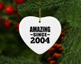 20th Birthday Amazing Since 2004 - Heart Ornament