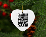 Proud Engineering Technician Mom Of Awesome Son - Heart Ornament