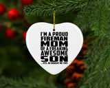 Proud Fireman Mom Of Awesome Son - Heart Ornament