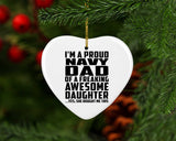 Proud Navy Dad Of Awesome Daughter - Heart Ornament
