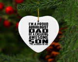 Proud Audiologist Dad Of Awesome Son - Heart Ornament
