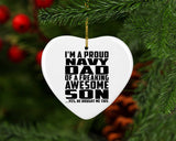 Proud Navy Dad Of Awesome Son - Heart Ornament