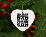 Proud Social Worker Dad Of Awesome Son - Heart Ornament