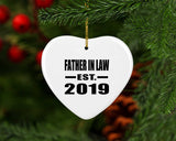 Father In Law Established EST. 2019 - Heart Ornament