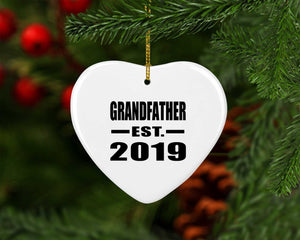 Grandfather Established EST. 2019 - Heart Ornament