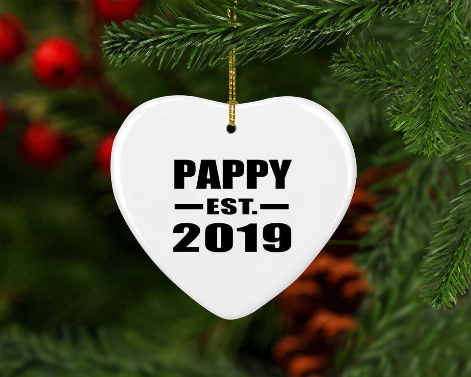 Pappy Established EST. 2019 - Heart Ornament