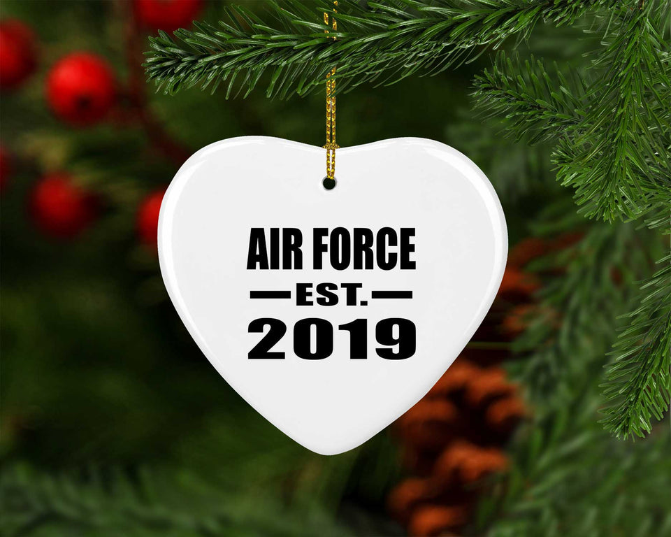 Air Force Established EST. 2019 - Heart Ornament